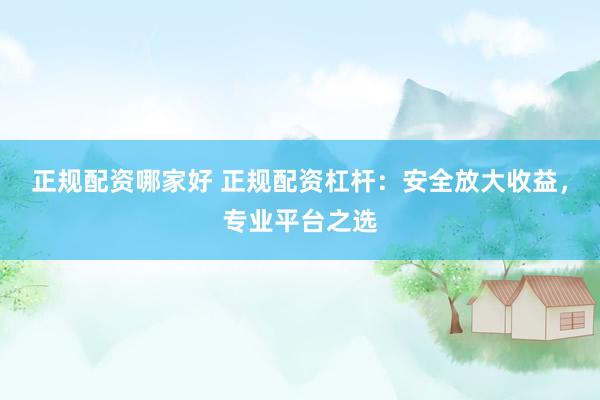 正规配资哪家好 正规配资杠杆：安全放大收益，专业平台之选