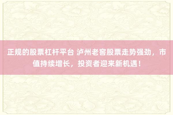正规的股票杠杆平台 泸州老窖股票走势强劲，市值持续增长，投资者迎来新机遇！