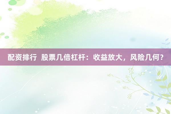 配资排行  股票几倍杠杆：收益放大，风险几何？