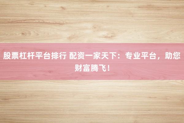 股票杠杆平台排行 配资一家天下：专业平台，助您财富腾飞！