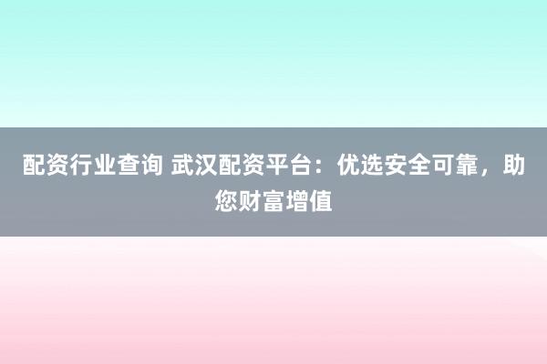 配资行业查询 武汉配资平台：优选安全可靠，助您财富增值