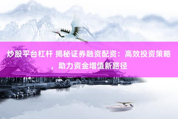炒股平台杠杆 揭秘证券融资配资：高效投资策略，助力资金增值新路径