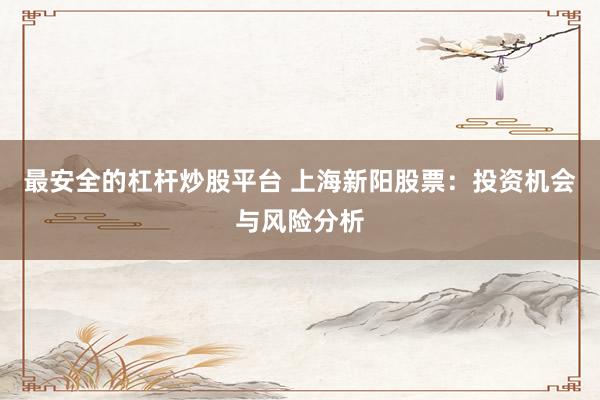 最安全的杠杆炒股平台 上海新阳股票：投资机会与风险分析