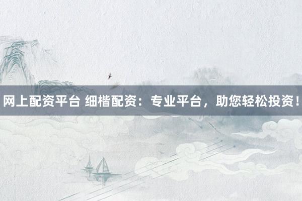 网上配资平台 细楷配资：专业平台，助您轻松投资！