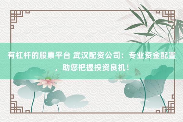 有杠杆的股票平台 武汉配资公司:专业资金配置,助您把握投资良机!