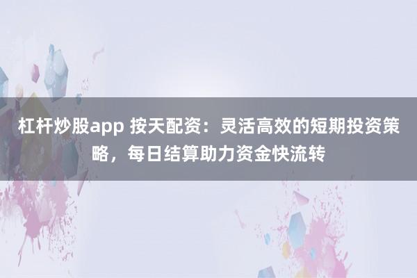 杠杆炒股app 按天配资:灵活高效的短期投资策略,每日结算助力资金快流转