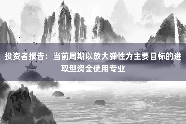 投资者报告：当前周期以放大弹性为主要目标的进取型资金使用专业
