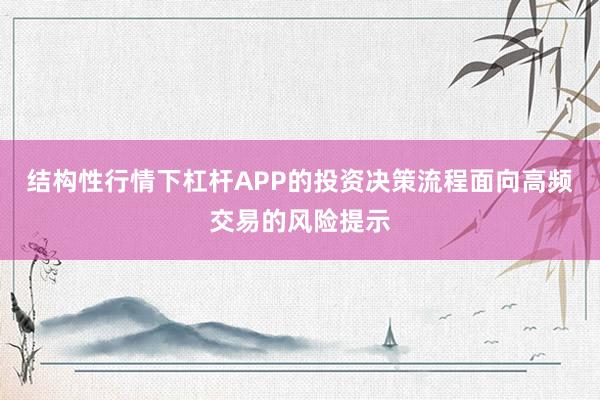 结构性行情下杠杆APP的投资决策流程面向高频交易的风险提示