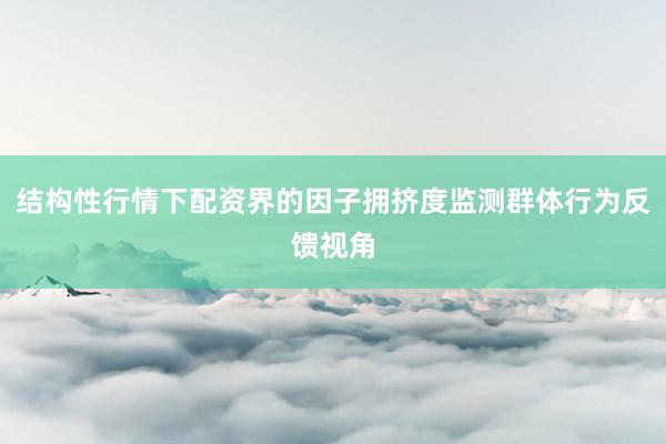 结构性行情下配资界的因子拥挤度监测群体行为反馈视角