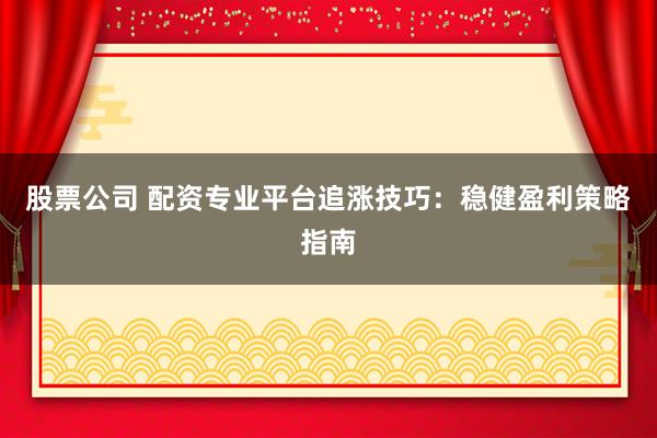 股票公司 配资专业平台追涨技巧：稳健盈利策略指南