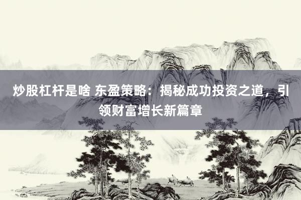 炒股杠杆是啥 东盈策略：揭秘成功投资之道，引领财富增长新篇章